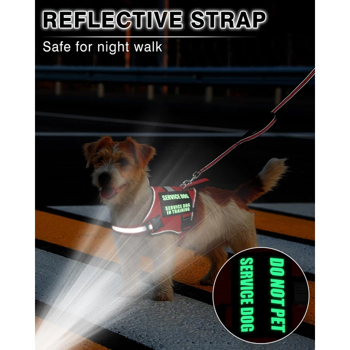 MOOGROU Service Dog Vest Harness and Leash Set+10 Patches for Puppy Small Dogs,Do Not Pet Emotional Support Dog Vest with 2 Soft Padded Handle for Everyday/Training (Red XS) by MOOGROU - Image 5
