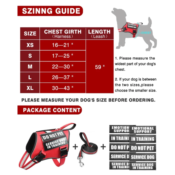 MOOGROU Service Dog Vest Harness and Leash Set+10 Patches for Puppy Small Dogs,Do Not Pet Emotional Support Dog Vest with 2 Soft Padded Handle for Everyday/Training (Red XS) by MOOGROU - Image 6