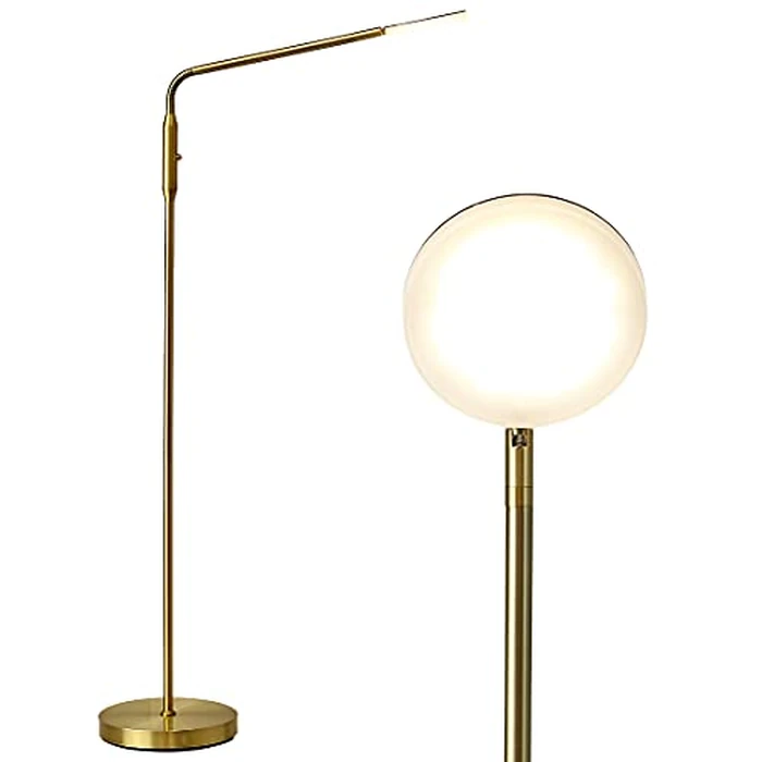 O’Bright Moon - Dimmable LED Floor Lamp, Adjustable Color Temperature for Bedside Reading, Work Light, Art/Crafting Light, Sewing, 360 degrees Flexible Gooseneck, Rotatable Lighting, Antique Brass by O'Bright - Used - Very Good condition - US$50.99