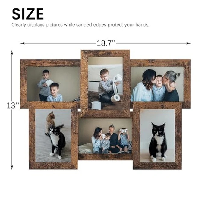 Scholartree Collage Picture Frames for 6 Photos, 4 x 6 Inches, Assembly Required, Rustic Brown by Scholartree - Image 3