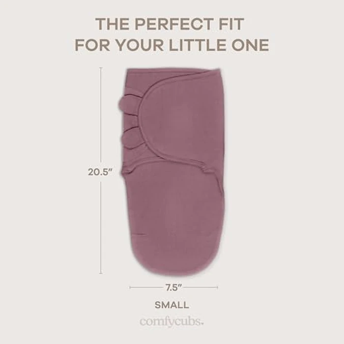 Comfy Cubs Easy Swaddle Blanket, 3 Pack - 100% Cotton Newborn Wrap, Small for 0-3 Months Infants, Breathable and Durable Sleep Sack for Babies - Blush, Mauve & Mulberry by Comfy Cubs - Image 5