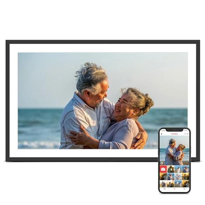 Digital Picture Frame, 15.6 Inch Large Frameo Digital Photo Frame WiFi, 32GB, 1920 * 1080 IPS HD Touch Screen, Tabletop&Wall-Mounted, Share Picture Video, Birthday, Wedding, for Mom by Pastigio - Used - Like New condition - US$94.97