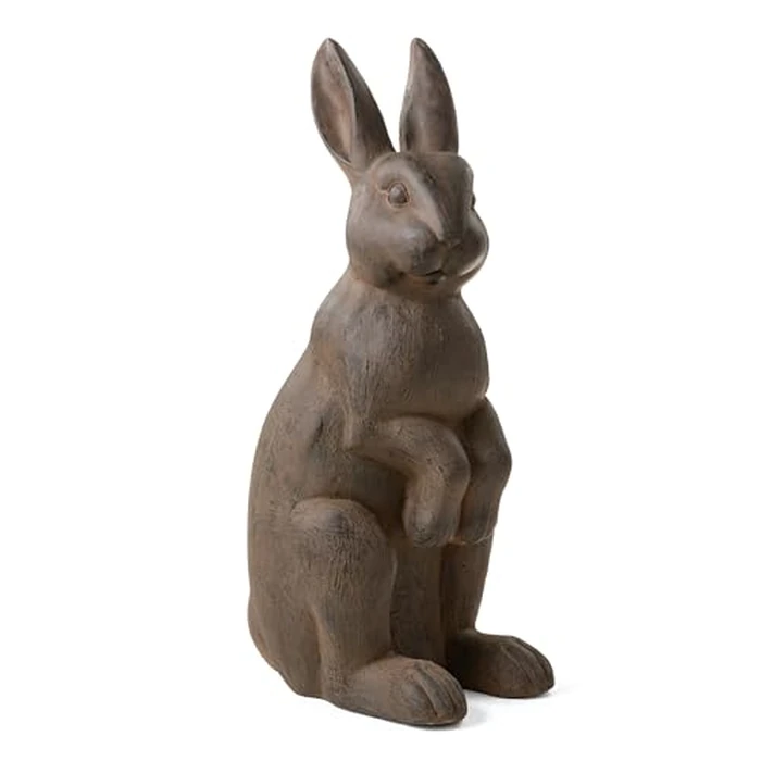 Glitzhome Oversized Garden Rabbit Statue, 28" H Bronze Standing Hare Sculpture, Handmade MGO Bunny Easter Outdoor Decor for Front Door Patio Lawn Yard by Glitzhome - Used - Very Good condition