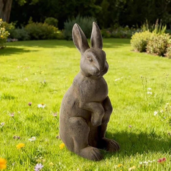Glitzhome Oversized Garden Rabbit Statue, 28" H Bronze Standing Hare Sculpture, Handmade MGO Bunny Easter Outdoor Decor for Front Door Patio Lawn Yard by Glitzhome - Image 2