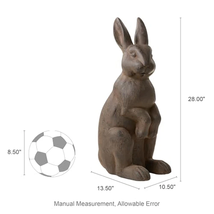 Glitzhome Oversized Garden Rabbit Statue, 28" H Bronze Standing Hare Sculpture, Handmade MGO Bunny Easter Outdoor Decor for Front Door Patio Lawn Yard by Glitzhome - Image 5