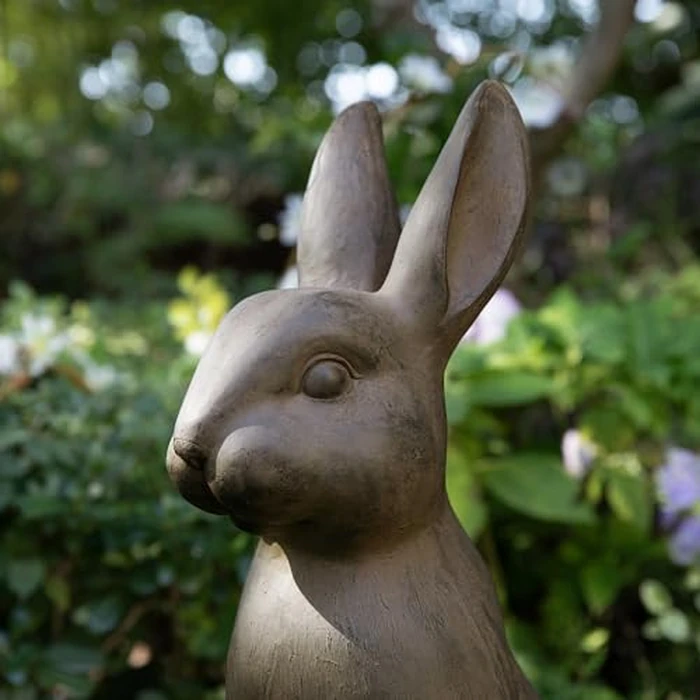 Glitzhome Oversized Garden Rabbit Statue, 28" H Bronze Standing Hare Sculpture, Handmade MGO Bunny Easter Outdoor Decor for Front Door Patio Lawn Yard by Glitzhome - Image 6