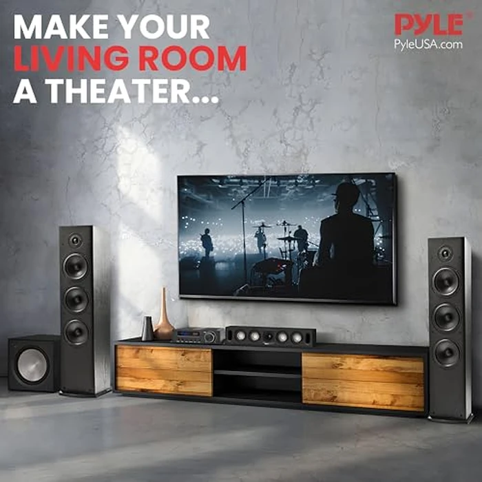 Pyle Stereo Amplifier - 100W Bluetooth Home Audio Receiver with 5.1 Channel, Perfect for Home Theater, Studio, Office, w/HDMI ARC, AUX, FM Antenna, Subwoofer Speaker Input, 12V Adapter by Pyle - Image 7