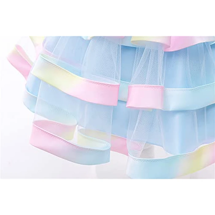 Formal Prom Pageant Wedding Girls Dresses A-line Knee Length Tutu Ruffle Lace Dress Princess Party Infant Baby Birthday Dress 12M 18M Blue 90 by AIMJCHLD - Image 6