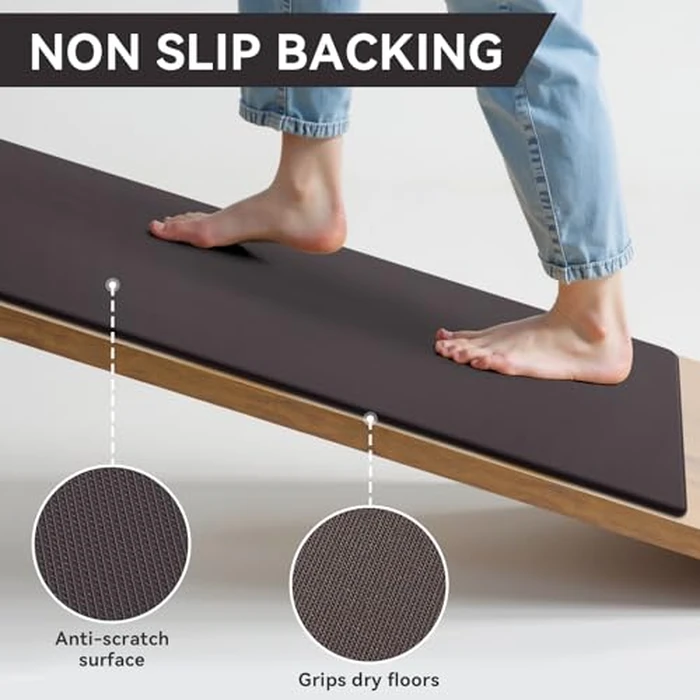 OLANLY Anti Fatigue Kitchen Mats for Floor, Non-Slip Washable Kitchen Rugs Set of 2, 17.3"x70"+17.3"x30", Comfort Waterproof Standing Mats for Kitchen, Laundry Room, Office, Chocolate by OLANLY - Image 5