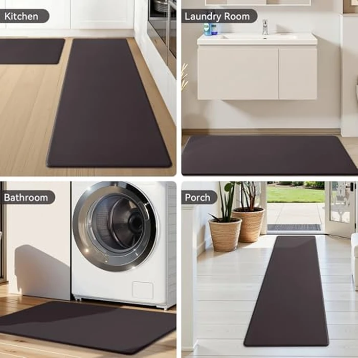 OLANLY Anti Fatigue Kitchen Mats for Floor, Non-Slip Washable Kitchen Rugs Set of 2, 17.3"x70"+17.3"x30", Comfort Waterproof Standing Mats for Kitchen, Laundry Room, Office, Chocolate by OLANLY - Image 9