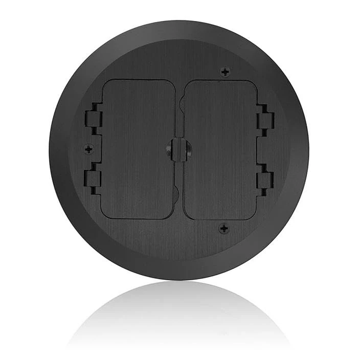 Leviton Concrete Floor Box Black Cover Plate, 2 Decora Flip Lids, FBC2F-E, Black by Leviton - Used - Acceptable condition - CA$120.92