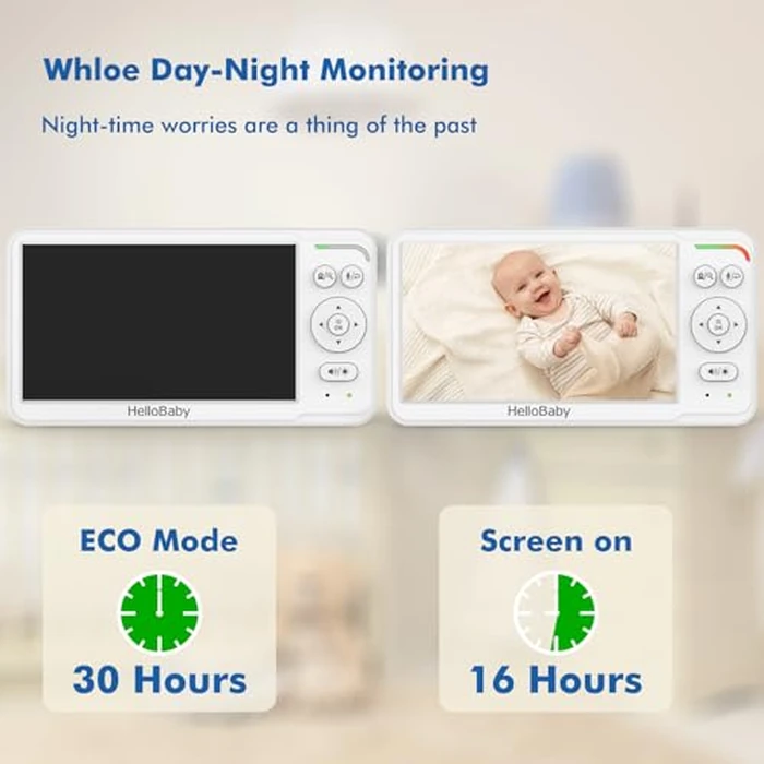HelloBaby Baby Monitor 6" World First IPS Screen 30H Battery, Secure No WiFi, Pan Tilt Video Camera with Night Vision, VOX, 2-Way Talk, 1000ft, Portable Video Audio Monitor Ideal for Mom, Elderly, Pet by HelloBaby - Image 3