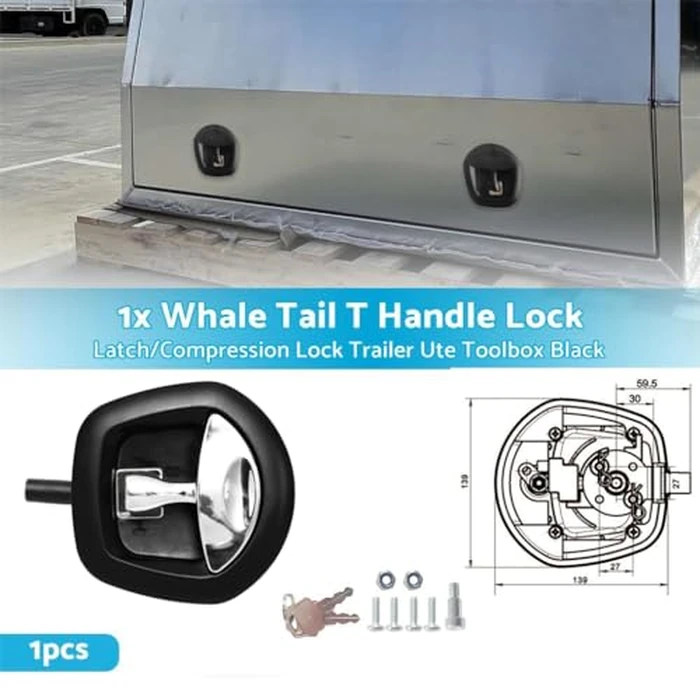 MOYIC Compression Folding T-Handle - Ergonomic Handle - for Whale Tail Lock Sturdy and Durable Metal RV Tail Lock T-Style Locks, Black&Silver by MOYIC - Image 5