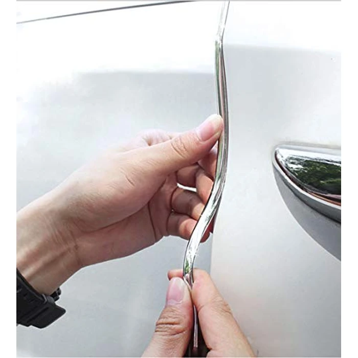 Car Door Edge Guards16FT(5M) U Shape Trim Molding Electroplated Glossy Rubber Seal Protector with Fits Most Cars(electroplated Silver) by FZD - Used - Good condition
