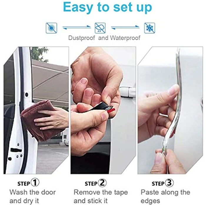 Car Door Edge Guards16FT(5M) U Shape Trim Molding Electroplated Glossy Rubber Seal Protector with Fits Most Cars(electroplated Silver) by FZD - Image 4