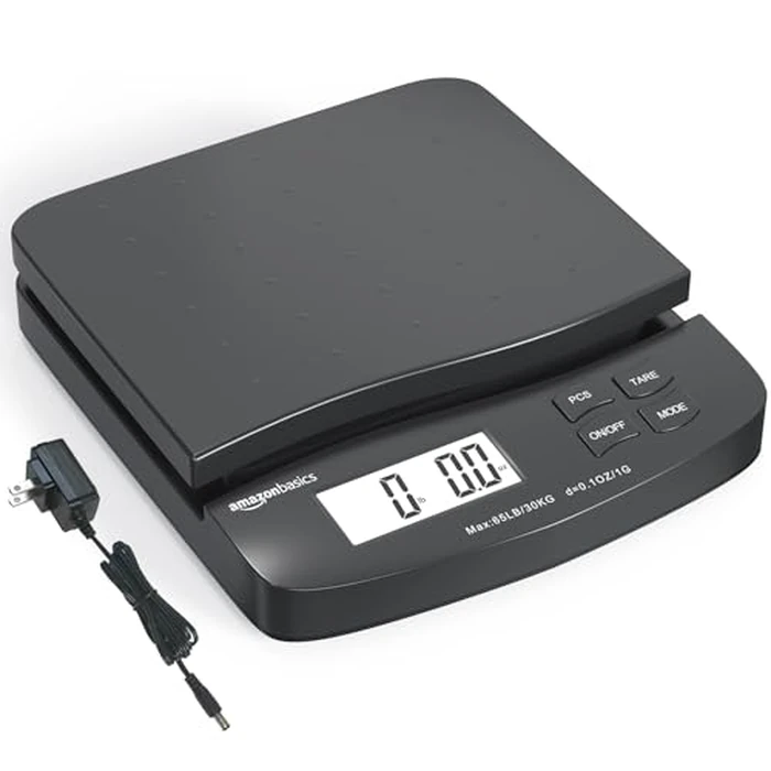 Amazon Basics Digital Postal Table Top Scale with AC Adapter, Counting Function - 65 Pound Capacity, 0.1 Ounce Readability by Amazon Basics - Image 1