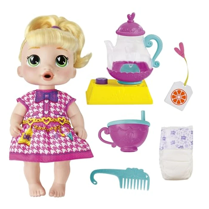 Baby Alive Bubbly Tea Party LaLa GooGoo Doll with Teapot Accessories, Blonde Hair, 11 Inches, Toys for 3 Year Old Girls and Boys & Up by Baby Alive - Used - Very Good condition