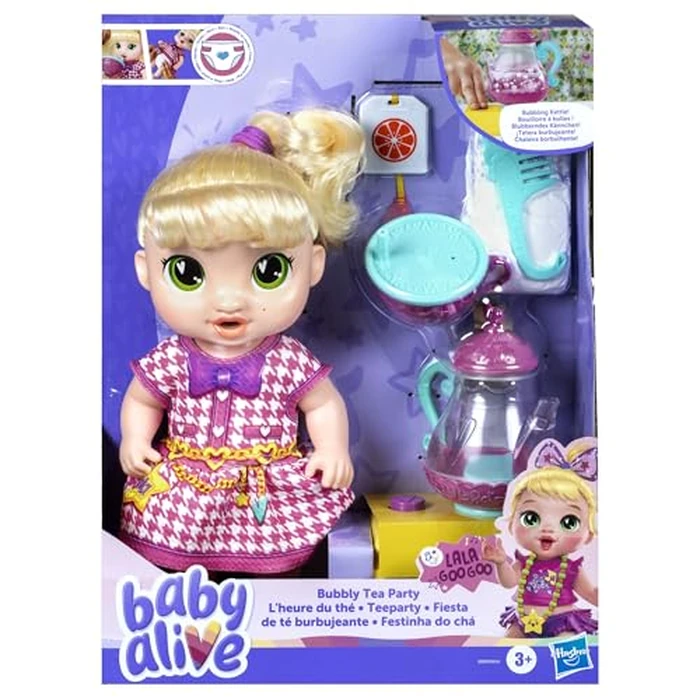 Baby Alive Bubbly Tea Party LaLa GooGoo Doll with Teapot Accessories, Blonde Hair, 11 Inches, Toys for 3 Year Old Girls and Boys & Up by Baby Alive - Image 3