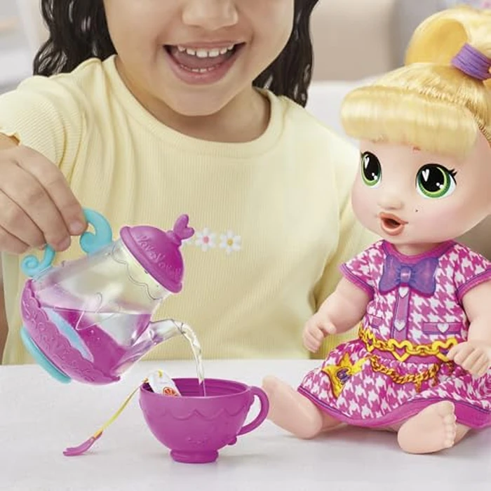 Baby Alive Bubbly Tea Party LaLa GooGoo Doll with Teapot Accessories, Blonde Hair, 11 Inches, Toys for 3 Year Old Girls and Boys & Up by Baby Alive - Image 5