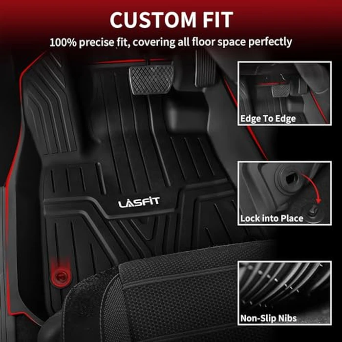 LASFIT Floor Mats and Cargo Liner for Honda CR-V 2026 2025 2024 2023 (Gasoline & Hybrid & e:FCEV), All Weather TPE Car Trunk Mat (Upper Position), 1st & 2nd Row & Trunk Liner Full Set Black by LASFIT - Image 2