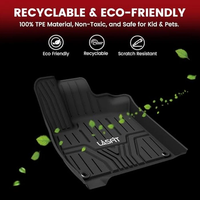 LASFIT Floor Mats and Cargo Liner for Honda CR-V 2026 2025 2024 2023 (Gasoline & Hybrid & e:FCEV), All Weather TPE Car Trunk Mat (Upper Position), 1st & 2nd Row & Trunk Liner Full Set Black by LASFIT - Image 4