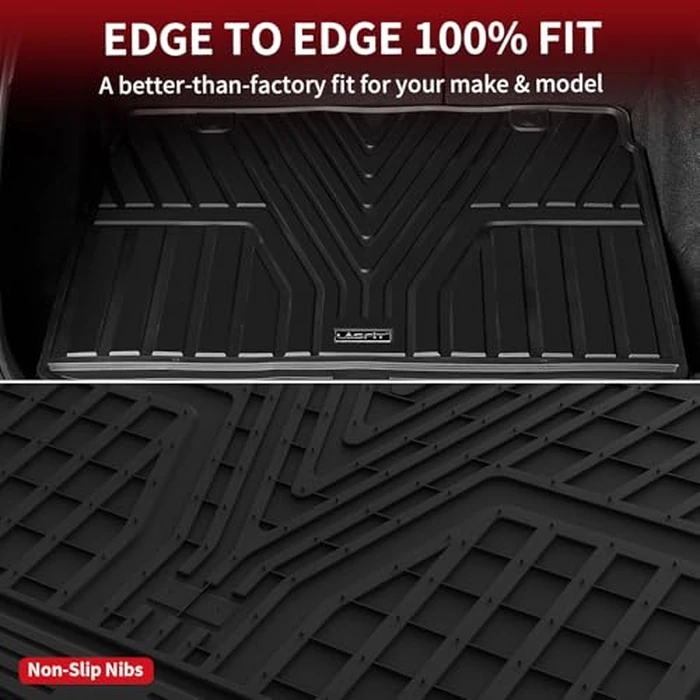 LASFIT Floor Mats and Cargo Liner for Honda CR-V 2026 2025 2024 2023 (Gasoline & Hybrid & e:FCEV), All Weather TPE Car Trunk Mat (Upper Position), 1st & 2nd Row & Trunk Liner Full Set Black by LASFIT - Image 5