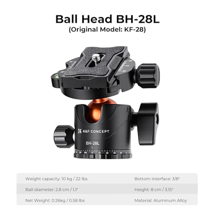 K&f Concept Camera Tripod 66 Inch Portable Aluminium Monopod 4 Section Professional Tripods with 360 Degree Ball Head Quick Release Plate Compatible with Canon Nikon Sony DSLR Cameras DV by K&F CONCEPT - Image 5