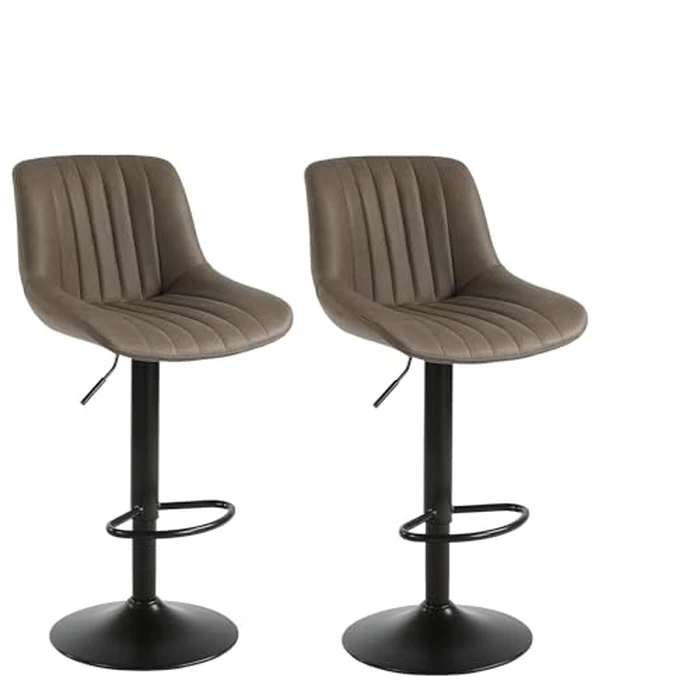 Lennox Furniture Swivel Bar Stools Set of 2, Bar Chairs Adjustable Height Bounded Leather Counter Height Barstools and Sturdy Metal Handel Kitchen Island Stool Sued Fabric by Lennox Furniture - Used - Good condition - CA$101.51