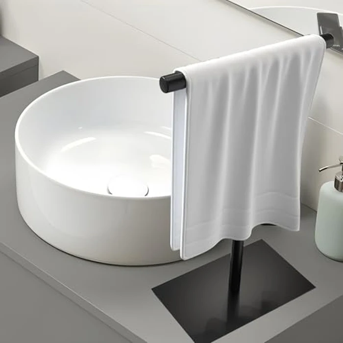 Towel Racks Hand Towel Stand, Countertop T-Shape Stainless Steel Free Towel Rack Stand Storage for Table, Black Towel Ladder Hanger Bar Drying with Heavy Base for Bathroom Kitchen, Bathroom Decor by Uxryd - Image 7