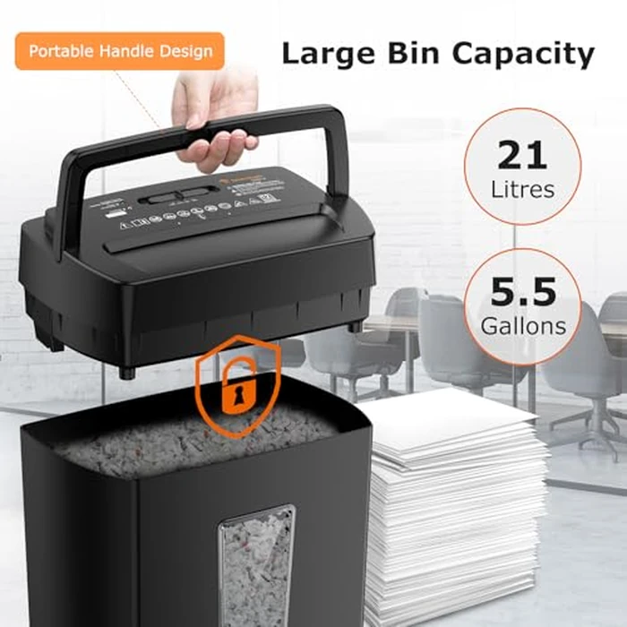Bonsaii 12-Sheet Cross Cut Paper Shredder, 5.5 Gal Home Office Heavy Duty Shredder for Paper, Credit Card, Mail, Staples, with Transparent Window, High Security Level P-4 (C275-A) by bonsaii - Image 4