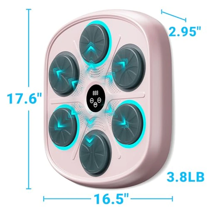 OurStarry New Model Smart Music Boxing Machine for Adults and Kids, Training Machine with LED Electronic Wall Mounted, Home Indoor Workout Equipment with Premium Boxing Gloves (Pink) by OurStarry - Image 2