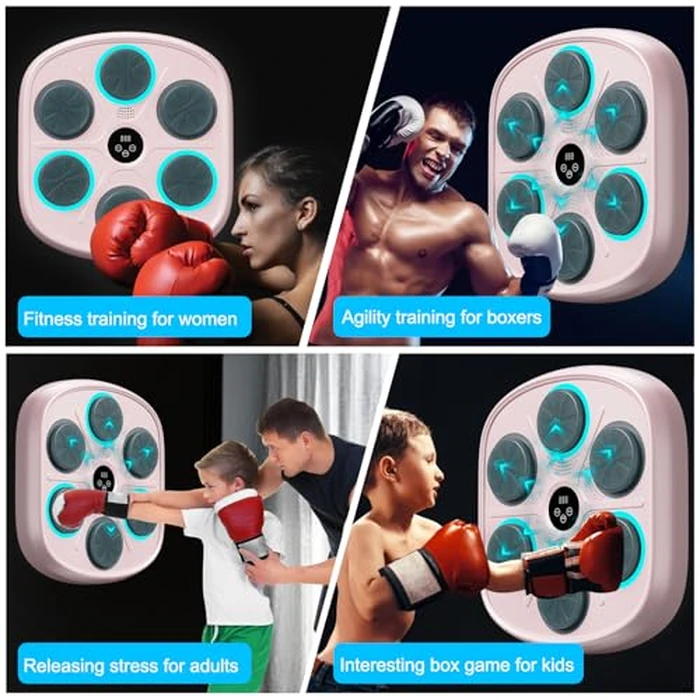 OurStarry New Model Smart Music Boxing Machine for Adults and Kids, Training Machine with LED Electronic Wall Mounted, Home Indoor Workout Equipment with Premium Boxing Gloves (Pink) by OurStarry - Image 7