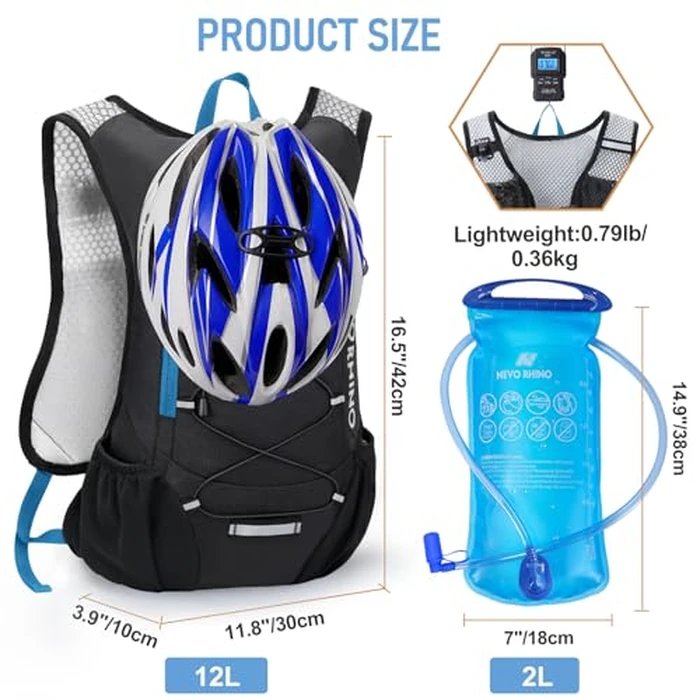 Lightweight Hydration Backpack, Running Backpack with 2L Water Bladder, Hydro Water Daypack for Cycling Hiking Rave for Men Women by N NEVO RHINO - Image 5