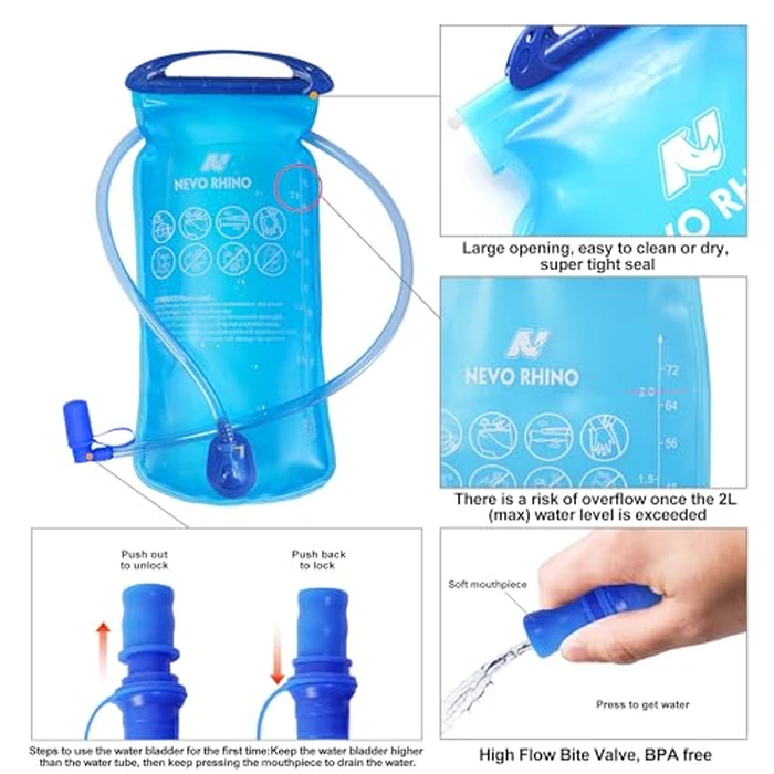 Lightweight Hydration Backpack, Running Backpack with 2L Water Bladder, Hydro Water Daypack for Cycling Hiking Rave for Men Women by N NEVO RHINO - Image 7