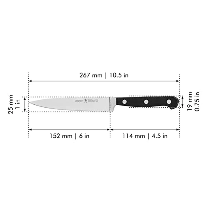 HENCKELS Classic Razor-Sharp 6-inch Utility Knife, Tomato Knife, German Engineered Informed by 100+ Years of Mastery, Black/Stainless Steel by HENCKELS - Image 3