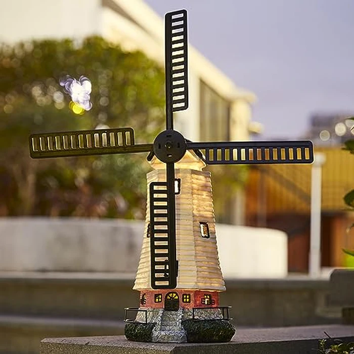 pearlstar Solar Garden Outdoor Windmill Lighthouse - 20" Solar Powered LED Lighthouse Garden Statue Waterproof Decorative Light for Women Mom Landscape Decor Lawn Table Patio Pathway Yard by pearlstar - Image 1