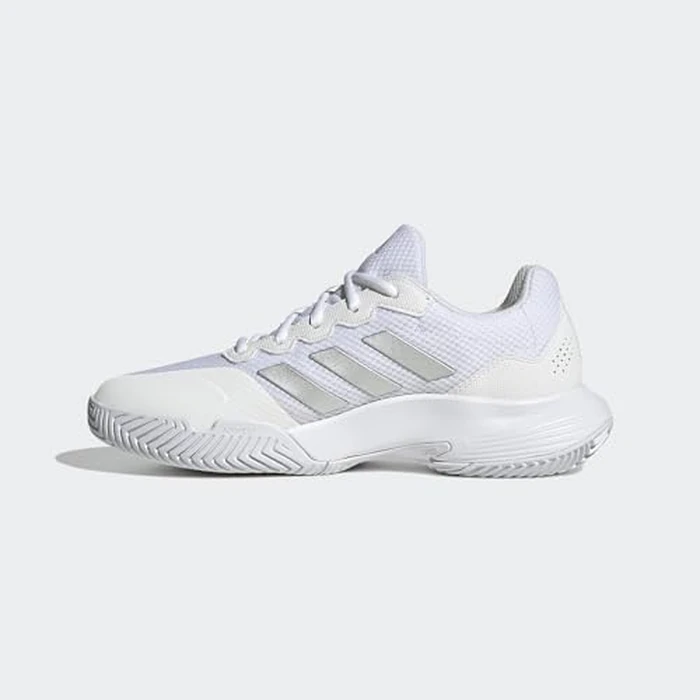 adidas Women's Gamecourt 2.0 Tennis, White/Silver Metallic/White, 6 by adidas - Image 3