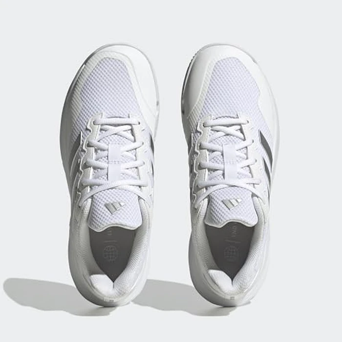 adidas Women's Gamecourt 2.0 Tennis, White/Silver Metallic/White, 6 by adidas - Image 4