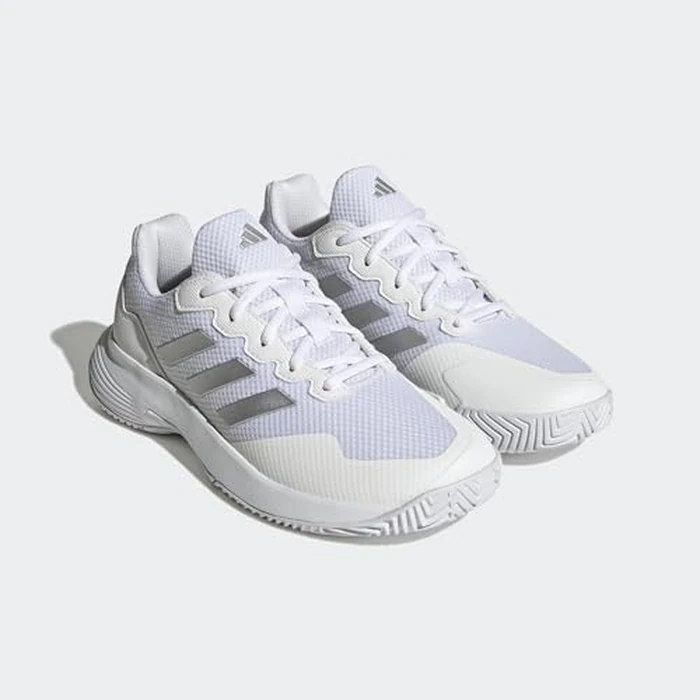 adidas Women's Gamecourt 2.0 Tennis, White/Silver Metallic/White, 6 by adidas - Image 6