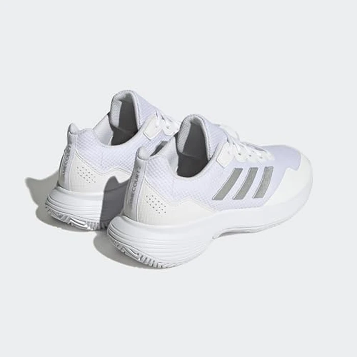 adidas Women's Gamecourt 2.0 Tennis, White/Silver Metallic/White, 6 by adidas - Image 7
