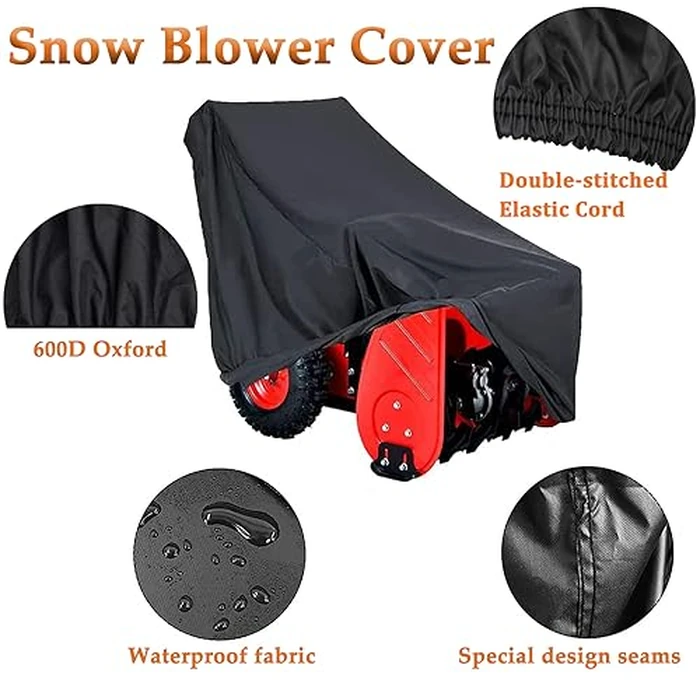 Snow Thrower Cover Waterproof Snow Blower Cover 600D Oxford with Windproof Buckles and Elastic Cord for Outdoor Electric All Weather Protection Universal Size 55" L x 44" H x 32" W by CGLEAM - Image 5