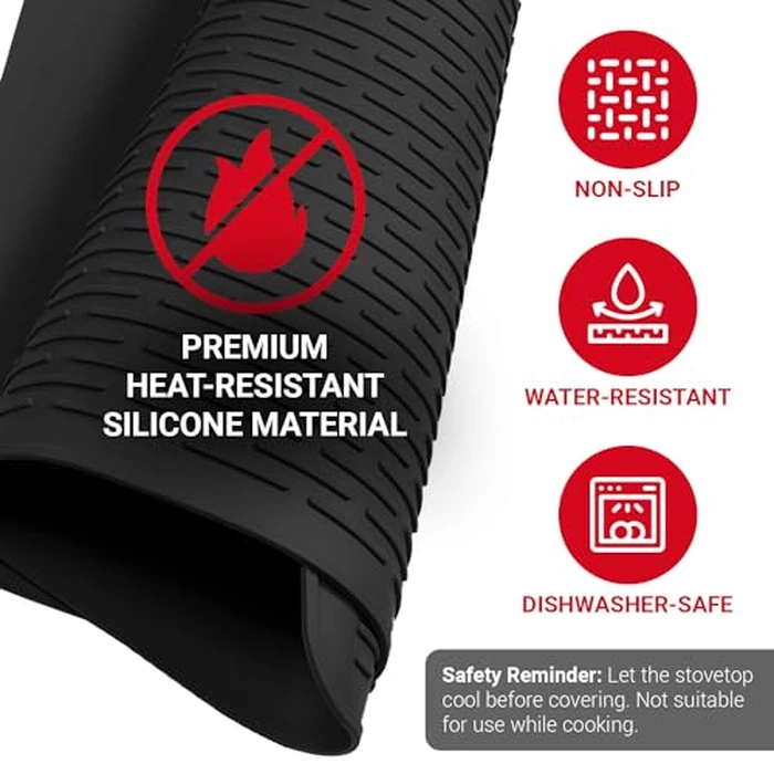 Thick Silicone Stove Top Covers for Electric Stove (28 x 20 Inch) - Silicone Mat for Glass Cooktop, Heat-Resistant Cover Protector, Electric Cooktop Mat with AntiSlip Backing Kitchen Accessory (Black) by Linda's Essentials - Image 5
