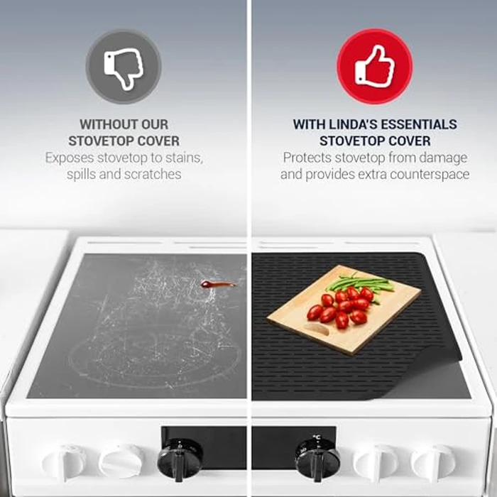Thick Silicone Stove Top Covers for Electric Stove (28 x 20 Inch) - Silicone Mat for Glass Cooktop, Heat-Resistant Cover Protector, Electric Cooktop Mat with AntiSlip Backing Kitchen Accessory (Black) by Linda's Essentials - Image 6