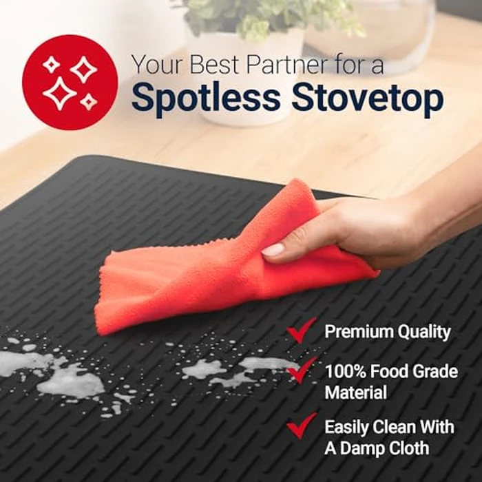 Thick Silicone Stove Top Covers for Electric Stove (28 x 20 Inch) - Silicone Mat for Glass Cooktop, Heat-Resistant Cover Protector, Electric Cooktop Mat with AntiSlip Backing Kitchen Accessory (Black) by Linda's Essentials - Image 7