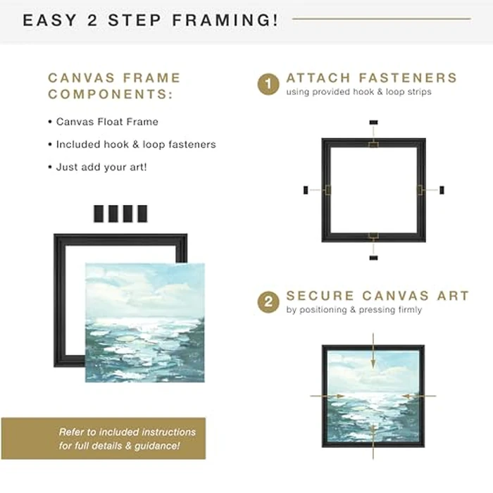 MCS Canvas Float Frames 18x24 Frame, Black Frame for Finished Canvases, Vertical & Horizontal Wall Hanging Large with Adhesive for Canvas Paintings (1-Pack) by MCS - Image 4