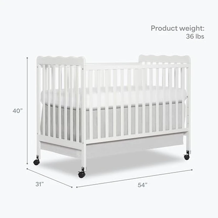 Dream On Me Carson Classic 3-in-1 Convertible Full-Size Baby Crib in White, GreenGuard Gold & BSA, 4 Mattress Heights, Converts to Day & Toddler Bed, Locking Wheels, Classic Nursery Design by Dream On Me - Image 3