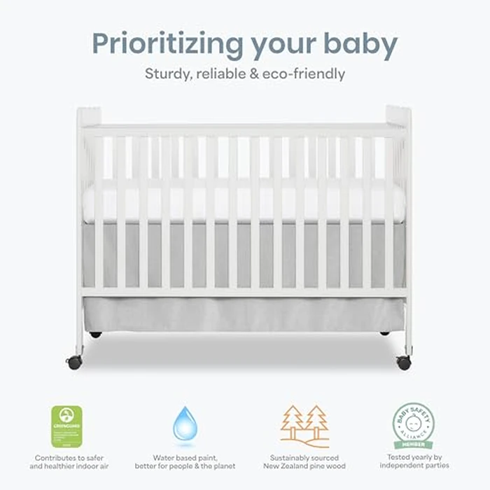 Dream On Me Carson Classic 3-in-1 Convertible Full-Size Baby Crib in White, GreenGuard Gold & BSA, 4 Mattress Heights, Converts to Day & Toddler Bed, Locking Wheels, Classic Nursery Design by Dream On Me - Image 5