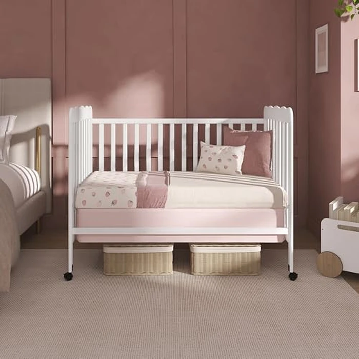 Dream On Me Carson Classic 3-in-1 Convertible Full-Size Baby Crib in White, GreenGuard Gold & BSA, 4 Mattress Heights, Converts to Day & Toddler Bed, Locking Wheels, Classic Nursery Design by Dream On Me - Image 9