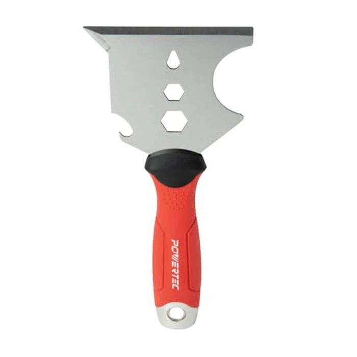 POWERTEC 9-in-1 Painter's Tool w/ 4 Inch Stainless Steel Putty Knife | Straight Scraper, Grout Remover, Roller Cleaning, Can Opener, Bottle Opener, Nail Puller, Screwdriver, 3/8" & 1/4" Wrench (72068) by POWERTEC - Used - Good condition - US$5.40