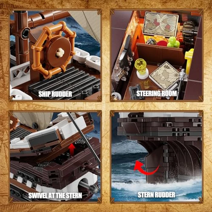 TYCOLE Pirate Ship Building Set with Lights - Mayflower Ship Model Toy.Great home&office decoration for pirates fans,Idea choice for adults and boys aged 8-14 as birthday, Christmas gifts(2076PCS) by TYCOLE - Image 4